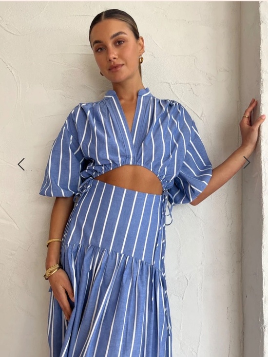 Shona Joy midi/maxi cut out dress blue and white - Picture 2 of 4